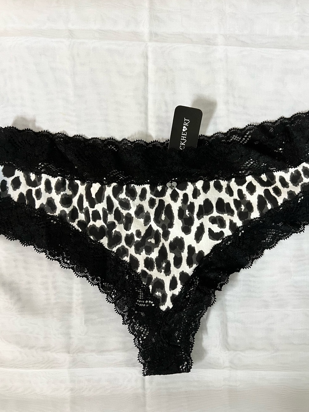 Blackheart Leopard Lace Trim Tanga Panty - Super flirty sexy - NWT - Size Small